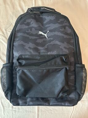Puma Black Camo-Pattern Backpack with White Logo